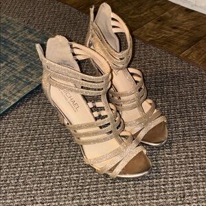 Michael BY Micheal Shannon Glittering Gold Strappy Heels
